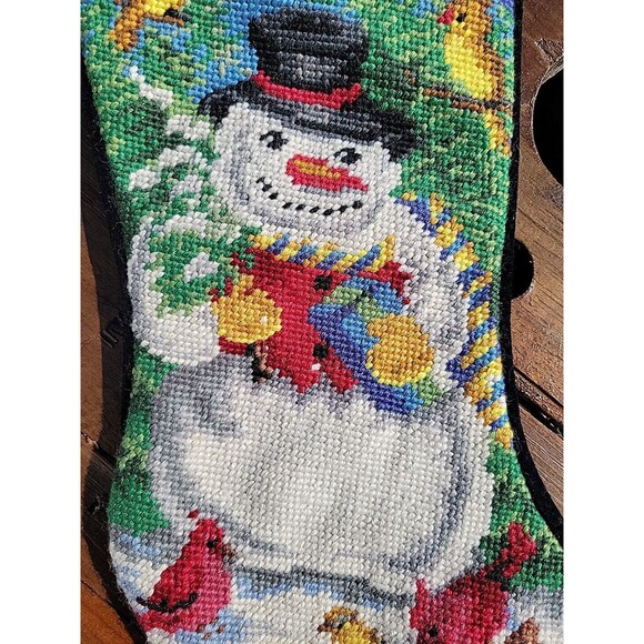 Lands' End Needlepoint Christmas Stocking ROBERT Snowman Wool Discontinued C3 - Picture 6 of 10